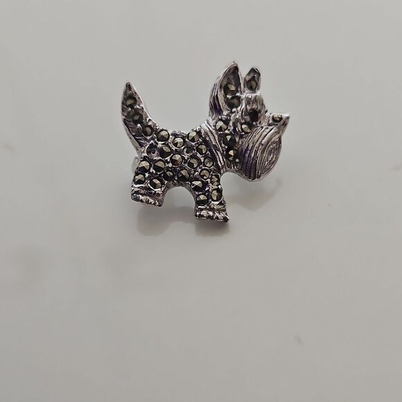 Pooch Dog Pin With Rhinestones Silver - Picture 2 of 16